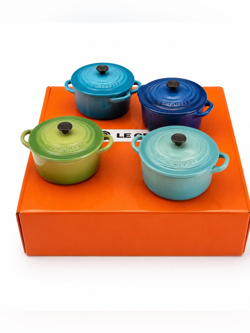 Le Creuset Set of 4 Mini Cocotte Magnets Fridge Magnets Gift Box New